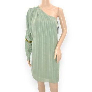 NWT Zeus + Dione Greek Goddess Sage Green Flowy Silk Midi Shift Dress 36 US M 6